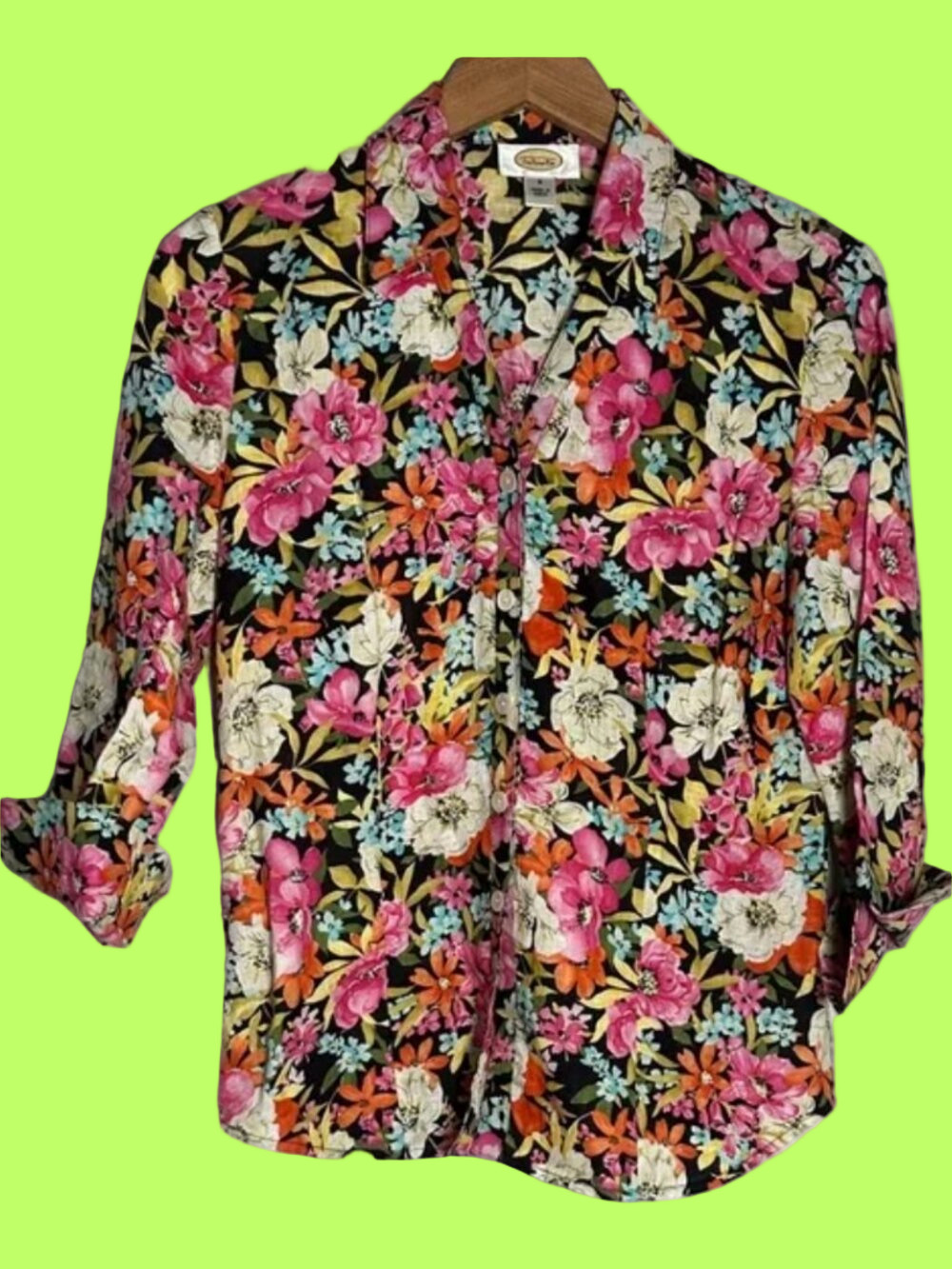 Talbots 100% Linen Floral Button Up Blouse